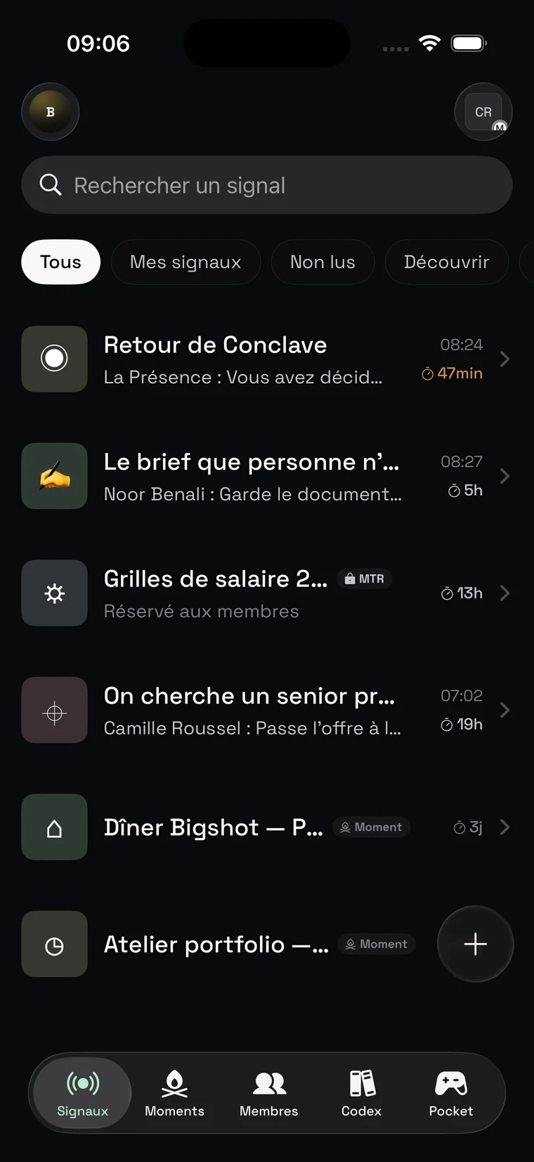 Écho — The Society sur iOS